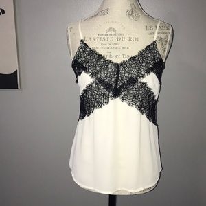 Forever 21 Black lace and White Tank Top